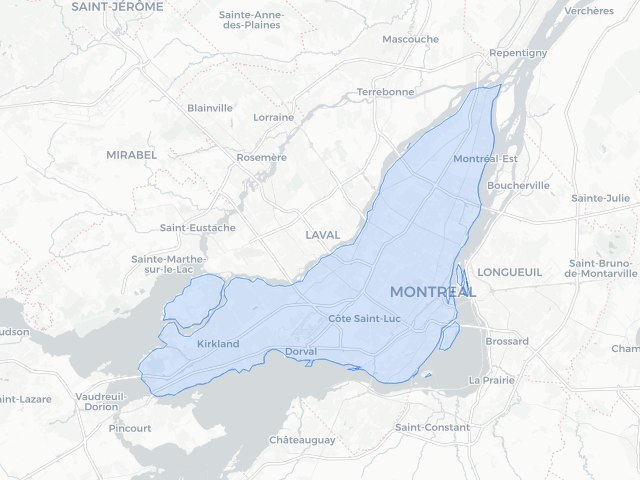 Map of Montréal, 44419 apartments for rent, avg. $1632/month