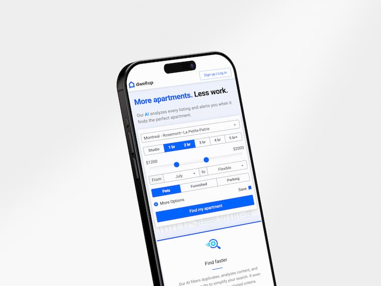 Dwellup mobile app - search interface
