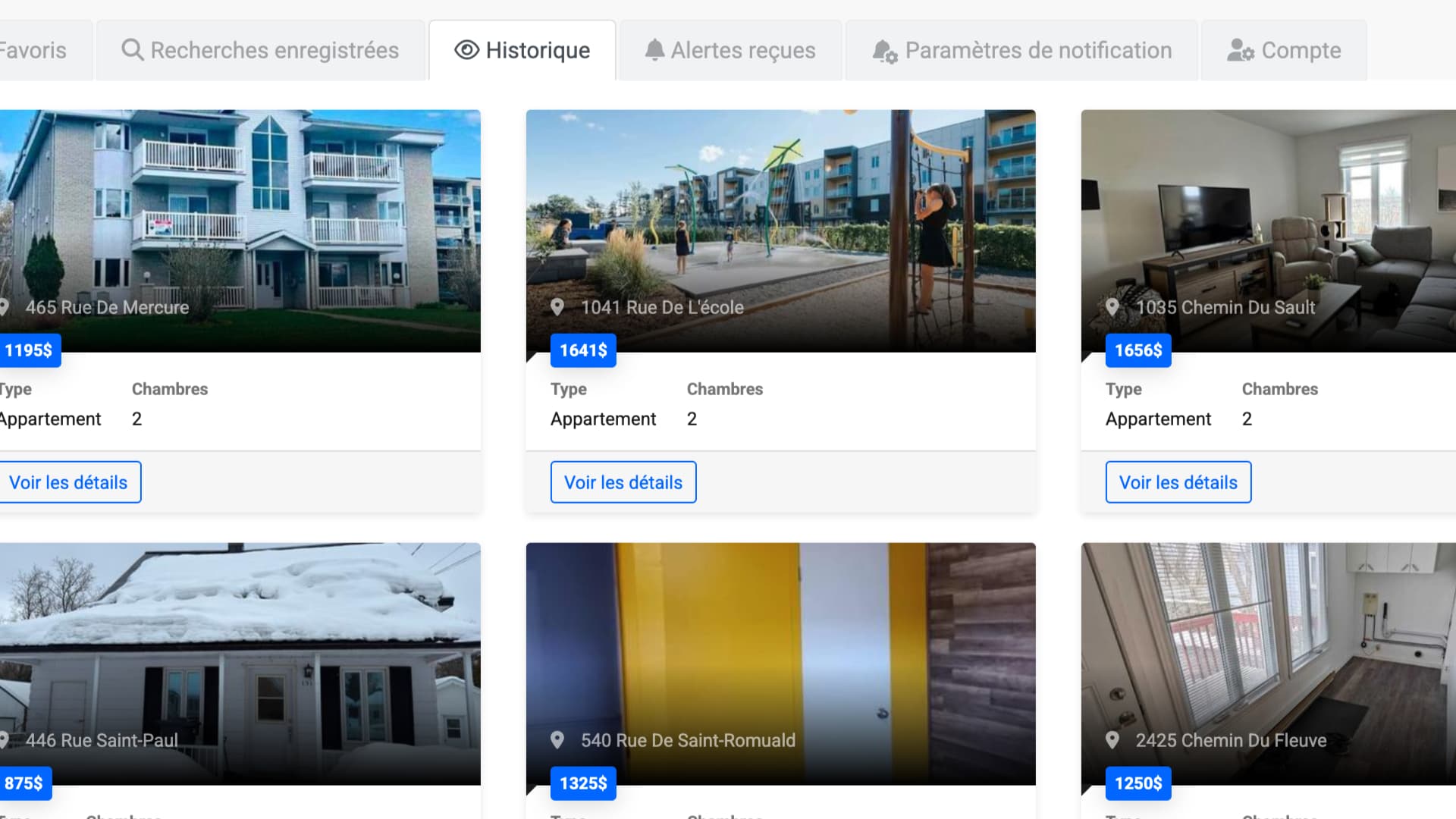 Screenshot: view history